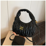 Women pleated cloud bag crossbody handbag single shoulder crescent bag