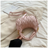 Women pleated cloud bag crossbody handbag single shoulder crescent bag