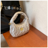 Women pleated cloud bag crossbody handbag single shoulder crescent bag