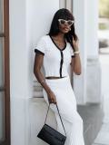 Women spring and summer elegant top and skirt two piece set