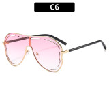 Women one-piece large frame frog mirror hollow sun protection sunglasses