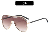 Women one-piece large frame frog mirror hollow sun protection sunglasses