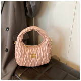 Women pleated cloud bag crossbody handbag single shoulder crescent bag