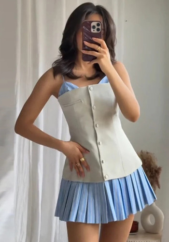 Women Spring Summer Sexy Patchwork Sleeveless Strap Dress