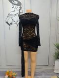 African Women Sexy Lace Patchwork Hollow Dress