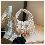 Women pleated cloud bag crossbody handbag single shoulder crescent bag