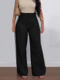 Women's Side Stripe High-Waist Straight Leg Casual Pants