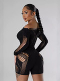 See-Through Long Sleeve Bodycon Jumpsuit
