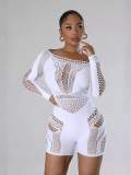 See-Through Long Sleeve Bodycon Jumpsuit