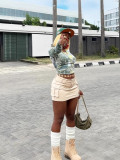 High-Waist Cargo Pocket Bodycon Mini Skirt