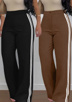 Women's Side Stripe High-Waist Straight Leg Casual Pants Women's Side Stripe High-Waist Straight Leg Casual Pants