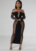 Knitted Hollow Out Long Sleeve Bodycon Dress Knitted Hollow Out Long Sleeve Bodycon Dress