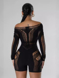 See-Through Long Sleeve Bodycon Jumpsuit