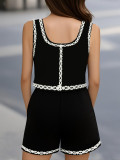 Lace Trim Vest & Shorts Summer Set