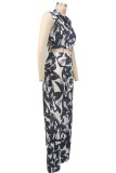 Casual Sleeveless Turn-Down Collar Top and Pants Two-Piece Set