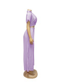 Women Casual Holidays Summer Turndown Collar Short Top & High-Waist Wide-Leg Pants Set