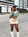 High-Waist Cargo Pocket Bodycon Mini Skirt