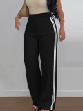 Women's Side Stripe High-Waist Straight Leg Casual Pants