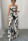 Spring/Summer Zebra Print Wide-Leg Jumpsuit