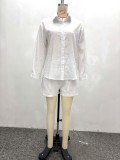 Africa Plus-Size Casual Solid Color Shirt and Shorts Two-Piece Set