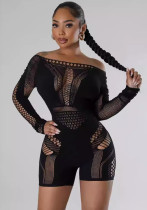 See-Through Long Sleeve Bodycon Jumpsuit
