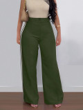 Women's Side Stripe High-Waist Straight Leg Casual Pants