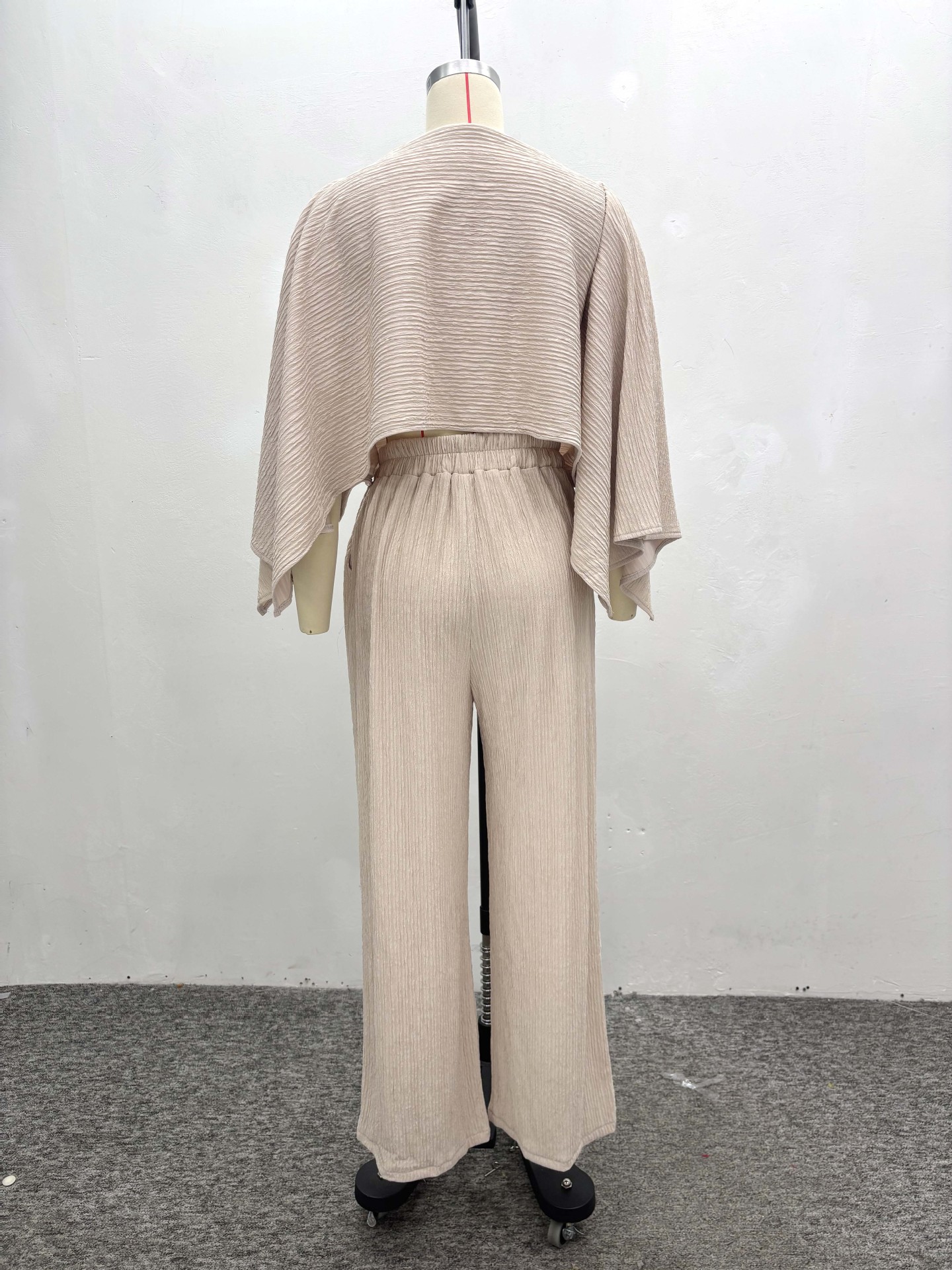 Women's Pleated Slash Shoulder Top and Pants Africa Chic Set