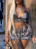 Women’s High-Waist Printed Shorts & Bra Set
