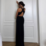 Women’s Sexy Hollow-Out Slit Sleeveless Long Dress
