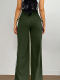 Women's Side Stripe High-Waist Straight Leg Casual Pants