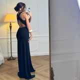 Women’s Sexy Hollow-Out Slit Sleeveless Long Dress