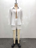 Africa Plus-Size Casual Solid Color Shirt and Shorts Two-Piece Set