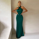 Summer Women’s Sexy Halter Neck Slim-Fit Long Dress