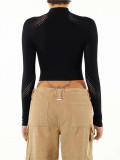 Women Spring Half-High Neck Solid Sexy Knitting Top