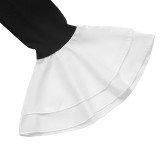 Chic Ruffle Contrast Patchwork Long-Sleeve Autumn Dress