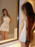 Women bikini tassel beaded suspender beach shirt hollow knitting Dress