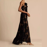 Women Black See-Through Suspender Backless sexy Dress