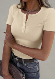 Women Summer Short Sleeve Toprib Knit T-Shirt