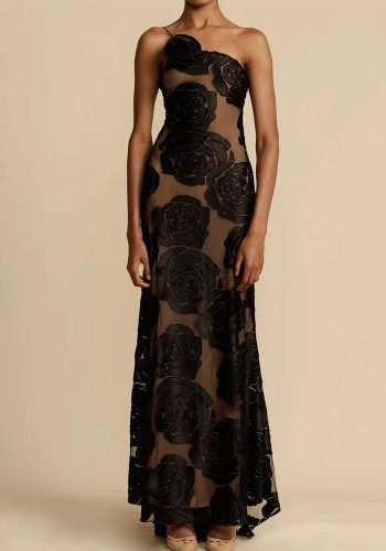 Women Black See-Through Suspender Backless sexy Dress