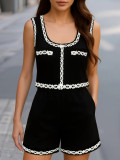 Lace Trim Vest & Shorts Summer Set