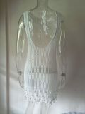 Women bikini tassel beaded suspender beach shirt hollow knitting Dress