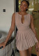 Summer V-Neck High-Waist Pleated A-Line Dress