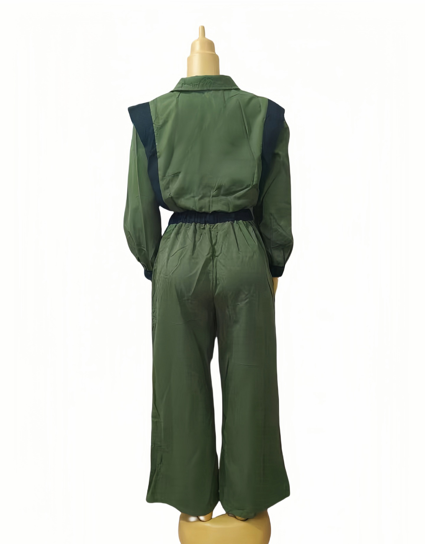 Women Contrast Color Casual Sleeveless Top and Wide Leg Pants Two-Piece Set