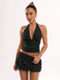 Polka Dot Halter Top & Ruffle Skirt Set