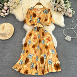 V-Neck Slim Waist Floral Maxi Dress