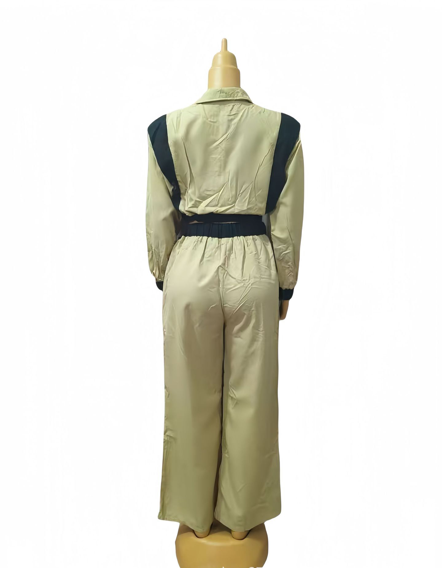 Women Contrast Color Casual Sleeveless Top and Wide Leg Pants Two-Piece Set