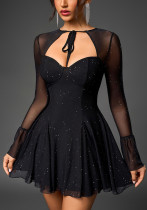 Mesh Bell Sleeve DSequin See-Through Mini Dress Mesh Bell Sleeve DSequin See-Through Mini Dress