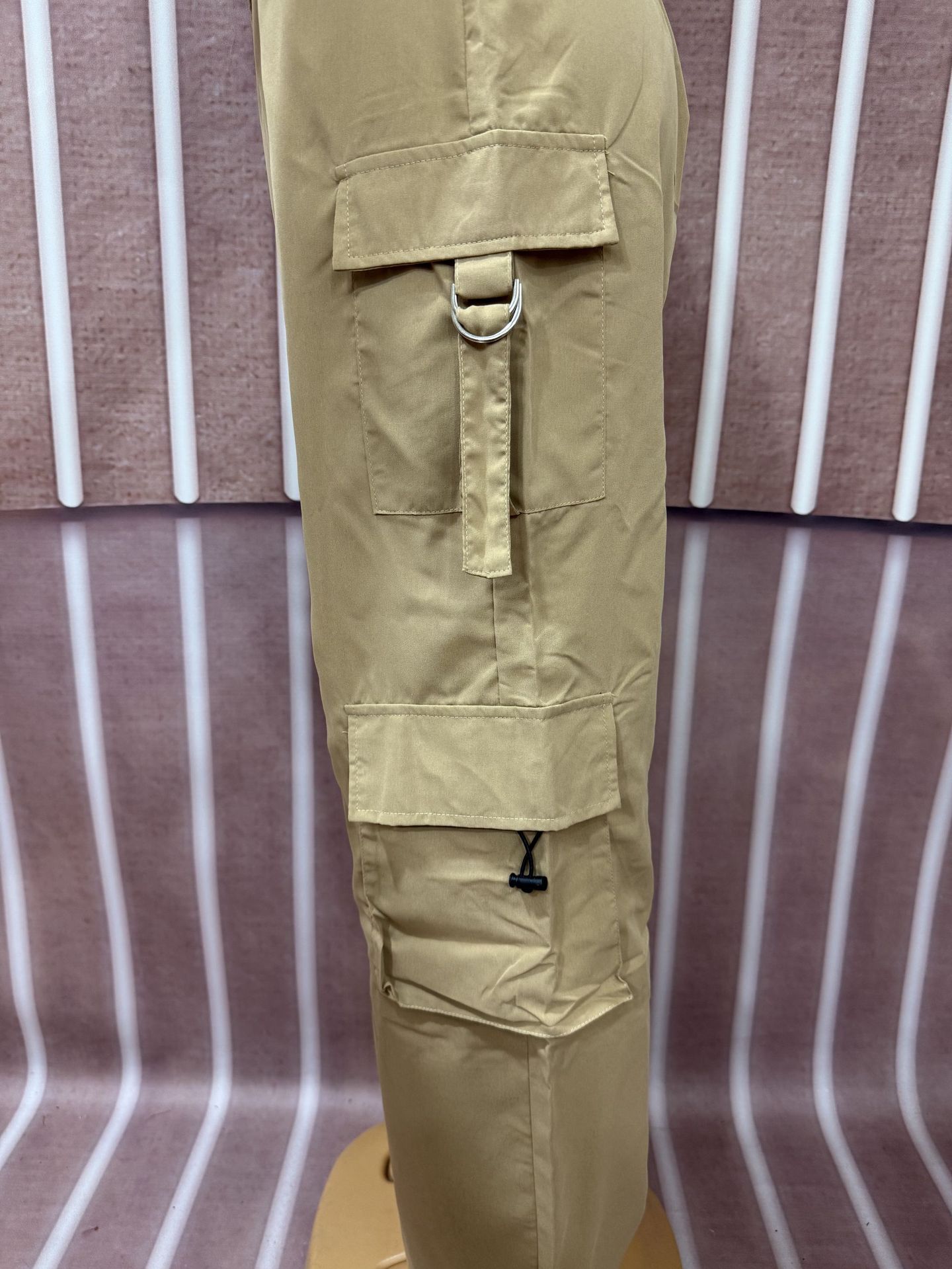 Women Ribbon Short Sleeve Top and Cargo Pants Two-Piece Set