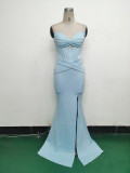 Women herringbone Strapless sweetheart neck hollow Lace-Up Formal Party evening dress
