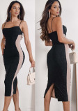 Sexy Glitter Slit Strap Bodycon Dress